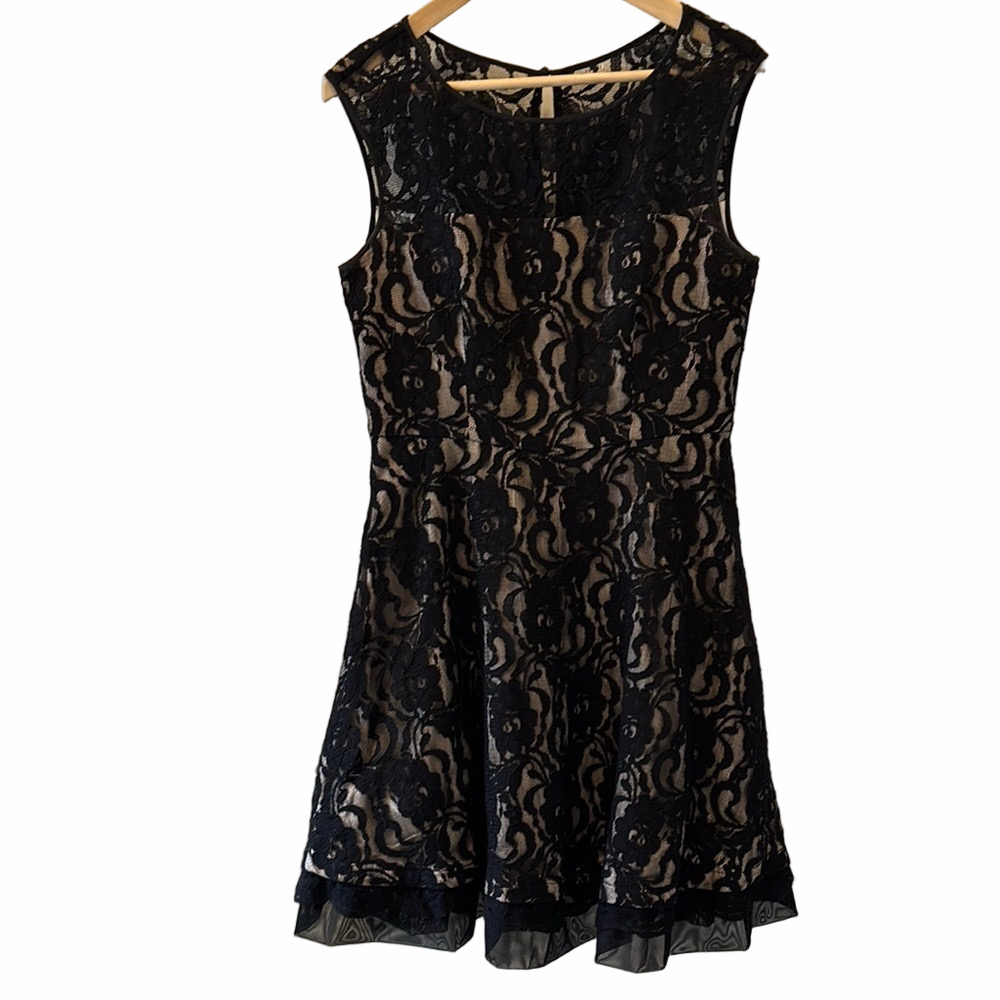 Sz10 Eliza J Fit and Flare Black Lace sleeveless dress VVGUC